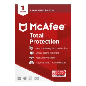 Mcafee total protection 1 pc 1 year